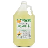 Massage Oil, Cucumber and Melon, 128 Oz - Professional Full Body Massage Therapy, Made with Almond Oil, Cotton Seed Oil, Sunflower Oil, Avocado Oil, Essential Oils and Vitamin E