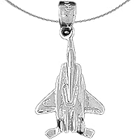 Silver Airplane Necklace | Rhodium-plated 925 Silver Airplane Pendant with 18