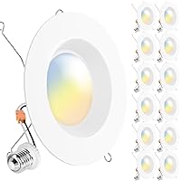 Sunco Lighting 12 Pack 5/6 Inch LED Can Lights Retrofit Recessed Lighting Selectable 2700K/3000K/3500K/4000K/5000K Dimmable Baffle Trim 13W=75W 1050 LM Replacement Conversion Kit UL Energy Star