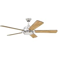 52 Inch 5-Blade Dual Mount Ceiling Fan Frosted White Glass, Reversible Fan Blades 52 Inch Silver