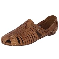 Womens 1109 Light Brown Mexican Leather Sandals Huarache Closed Toe