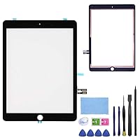 for Black iPad 6 6th Gen 2018 (A1893 A1954) Touch Screen Digitizer Replacement Front Glass Assembly -Includes Camera Holder+PreInstalled Adhesive + Tools kit (Without Home Button).