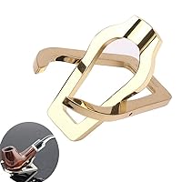 Stainless Steel Foldable Tobacco Pipe Stand Holder Display Stand Portable Tobacco Smoking Cigar Pipe Stand Rack Tool Kit for Single Pipe (Gold)