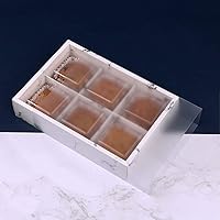 BBJ WRAPS Ins Marble Paper Cake Boxes with Dividers for 6 Cavity Mooncake Cookie Packaging, 9.5