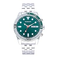 Zanzibar Collection - Analogue and Automatic Watch Men's Wristwatch with Silver Green Dial and Stainless Steel Strap Size 44 mm 5ATM., Green, Modern