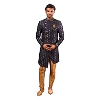 Indian Royal Designer Traditional Wear Wedding Indo-Western Kurta Pyjama Sherwani for Men