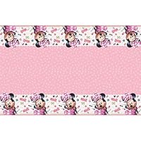 Pink Minnie Mouse Rectangular Plastic Tablecover - 1 Pc