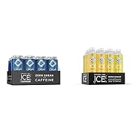 Sparkling Ice +Caffeine Blue Raspberry Sparkling Water (Pack of 12) and Sparkling Ice Coconut Pineapple Sparkling Water (Pack of 12)