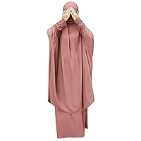 IKADEX Prayer Clothes for Muslim Women Islamic Abaya Suit Maxi Skirt + Khimar Hijab 2pcss Burka Jilbab Kaftan