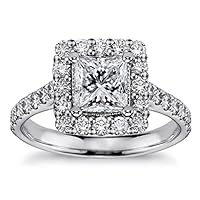 1.83 CT TW GIA Certified Square Halo Princess Cut Diamond Engagement Ring in Platinum