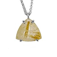 Choose Your Natural Pendant with Chain Trillion Faceted Gemstone 18k Gold Plated Fashion jewelry Necklace for Girls Women Ladies