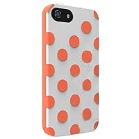 IP5DPPDWOR Polka Dots Dual Protection Shield for Apple iPhone 5 - 1 Pack - Non-Retail Packaging - White/Orange