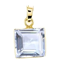Choose Your Gemstone Pendant Square Shape Sterling Silver 18K Gold Plated Locket For Men Women