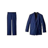 Calvin Klein Boys' Flat Front Dress Pant and Blazer Jacket, Infinite Blue, 14