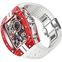 Carbon Fiber Watch Case+Rubber Watch Band Mod Kit，For Apple Watch Series 9 8 7 6 5 4 SE，Titanium Bezel Sport Watch Strap Accessories，For Iwatch 44mm 45mm Upgrade Watch Strap