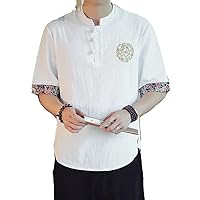 Plus Men' Shirt Traditional Chinese Style Short Sleeve Summer for Men in Clothing