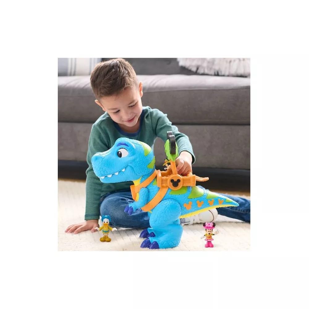 Disney Junior Mickey Mouse Funhouse Roarin' Safari Dino, 4-piece Figures and Playset, Dinosaur, Officially Licensed Kids Toys for Ages 3 Up