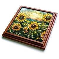 3dRose Pretty Image of Stained Glass Sunflower Background - Trivets (trv-384275-1)