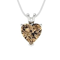 Clara Pucci 2.1 ct Heart Cut Genuine Champagne Simulated Diamond Solitaire Pendant Necklace With 18