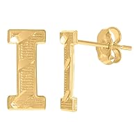 10k Yellow Gold Mens Initials Letter I Stud Earrings Jewelry Gifts for Men