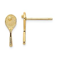 14k Yellow Gold Mini Tennis Racquet with Ball Post Earrings