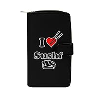 I Love Sushi PU Leather Wallet Purse Clutch Coin Pocket Money Clip With Card Holder for Women Men