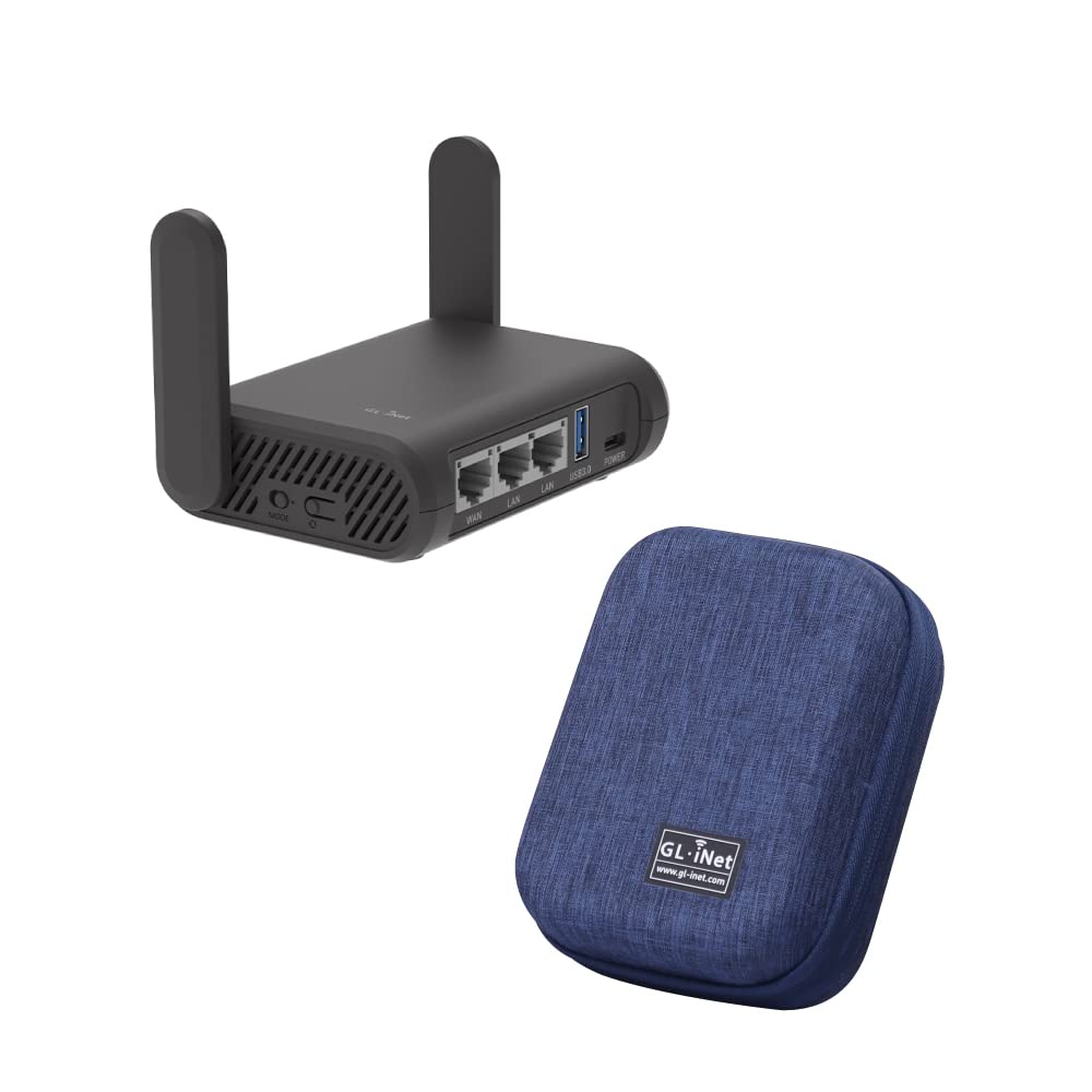 GL.iNet GL-A1300 (Slate Plus) Wireless VPN Encrypted Travel Router & Gadget Organizer Case (Blue)