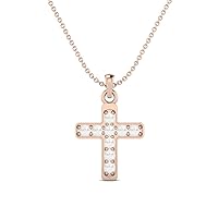 3 MM Round Pearl Gemstone 925 Sterling Silver Holy Cross Pendant Necklace June Birthstone Jewelry Bridal Necklace