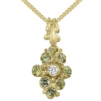 14k Yellow Gold Synthetic Cubic Zirconia & Natural Peridot Womens Pendant & Chain - Choice of Chain lengths