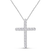SAVEARTH DIAMONDS 14k Gold Plated 925 Sterling Silver Jewelry 1/2 Carat Round Cut Lab Created Moissanite Diamond Cross Pendant Necklace For Women With 18