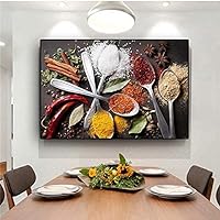 Grains Spices Spoon Canvas Painting Posters and Prints Wall Art Kitchen Food Picture Living Room Home Decor (Unframed,16x24 inch)