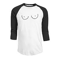 TITTIES Sadfaf Titties Funny Women Boobies Mens Round Collar 3/4 Sleeve Raglan Shirts