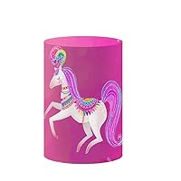Circus Carnival Themed Pedestal Cover for Newborn Baby Shower， Unicorn Birthday Party Supplies Plinth Cover,Children Portrait Photo Booths Decorations Cylinder Cover za162 Dia36 H75