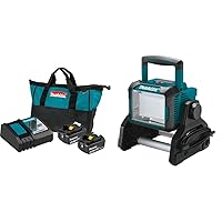 Makita BL1840BDC2 18V LXT Lithium-Ion Battery and Rapid Optimum Charger Starter Pack (4.0Ah) with DML811 18V LXT Lithium-Ion Cordless/Corded Work Light
