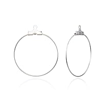 50pcs Adabele 304 Grade Surgical Stainless Steel Hypoallergenic 40mm Round Circle Beading Hoop Earring Findings for Earrings Jewelry Making SJF5-4