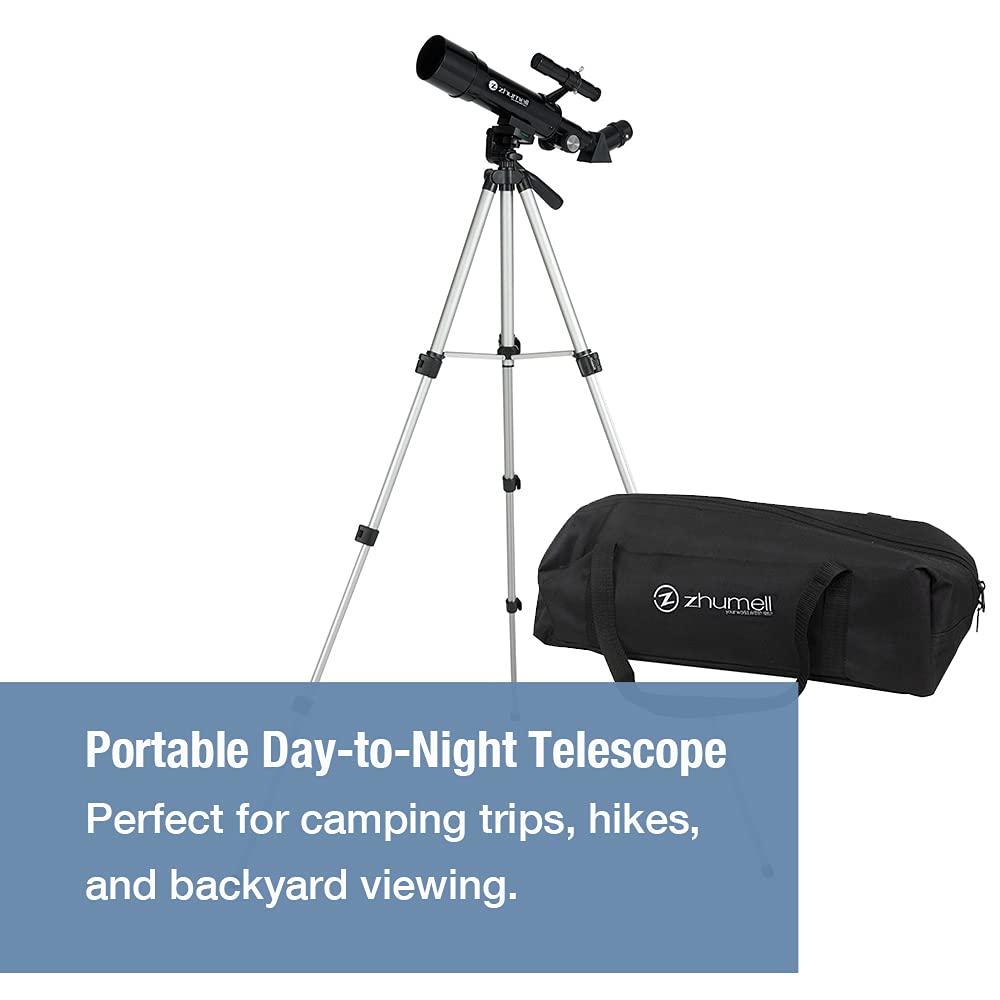 Zhumell - 50mm Portable Refractor Telescope - Coated Glass Optics - Ideal Telescope for Beginners - Digiscoping Smartphone Adapter