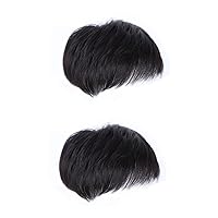 BESTOYARD 2pcs Short Black Wig Side Part Male Wig Black Wigs Bowl Cut Wig Hair Extensions for Short Hair Mens Wigs Men Wigs Short Hair Black Cosplay Wig Male Bald Patch Clip Man Invisible