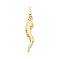 14k Yellow Gold Cornicello Italian Horn Charm Pendant - 4 Differnet Size Available