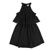 Popover Halter Shift Dress (Deep Black, M)