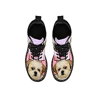 Artist Unknown Cute Shih Tzu Double Side Print Boots for Men