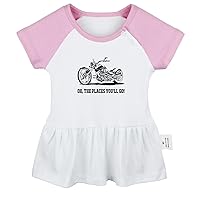 Babies Oh The Places You'll Go Motorcycle Funny Dresses, Newborn Baby Girls Princess Dress, Toddler Kids Ruffles Skirts