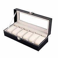 Watch Storage Box 6 Grids Watch Box  Leather Gray Or Beige Inner Watch Case Boxes Storage Holder Organizer Jewelry Boxes  (A)