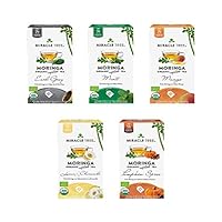 Miracle Tree - Organic Moringa Superfood Tea, 5 Pack Bundle, 5x25 Individually Sealed Tea Bags (Earl Grey, Mint, Mango, Lemon & Chamomile, Pumpkin Spice)