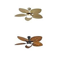 YITAHOME Tropical Ceiling Fans with Light and Remote, 52 Inch Fan Light with Memory Function, 3 Speed & Lights Colors Changing, Quiet Reversible Motor, Timer, Palm Leaf Blades