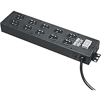 Tripp Lite 10 Outlet Home & Office Power Strip, 15ft Cord with 5-15P Plug, Black (UL800CB-15)