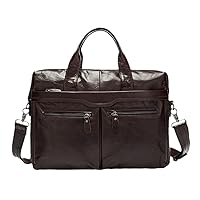 Men's Genuine Leather Business Briefcase 14'' Laptop Bag Leather Document Messenger Bag