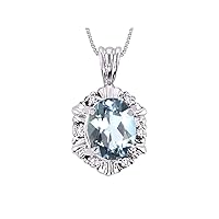 Rylos Halo Designer Pendant Sterling Silver Necklace: Exquisite Gemstones & Diamonds, 18
