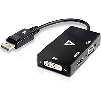 V7 DisplayPort Adapter (m) to VGA, HDMI or DVI (f) - Black - V7DP-VGADVIHDMI-1N