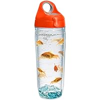 Tervis Goldfish Made in USA Double Walled Insulated Tumbler Travel Cup Keeps Drinks Cold & Hot, 24oz Water Bottle - Orange Lid, Classic