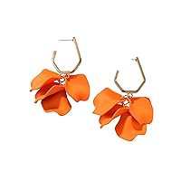 Elegant Floral Statement Jewelry Trendy Rose Petal 1 Pair Drop Earrings Long Style Exaggerated Dangle Bright Color